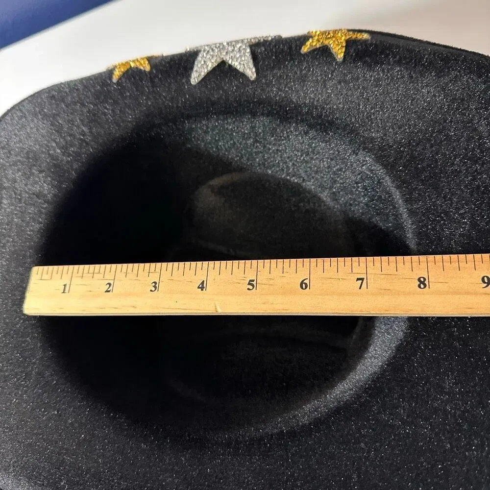 Cowgirl Hat Rhinestone-Embellished Stars Black Cowboy Hat Gold Silver | Women - Picture 13 of 14